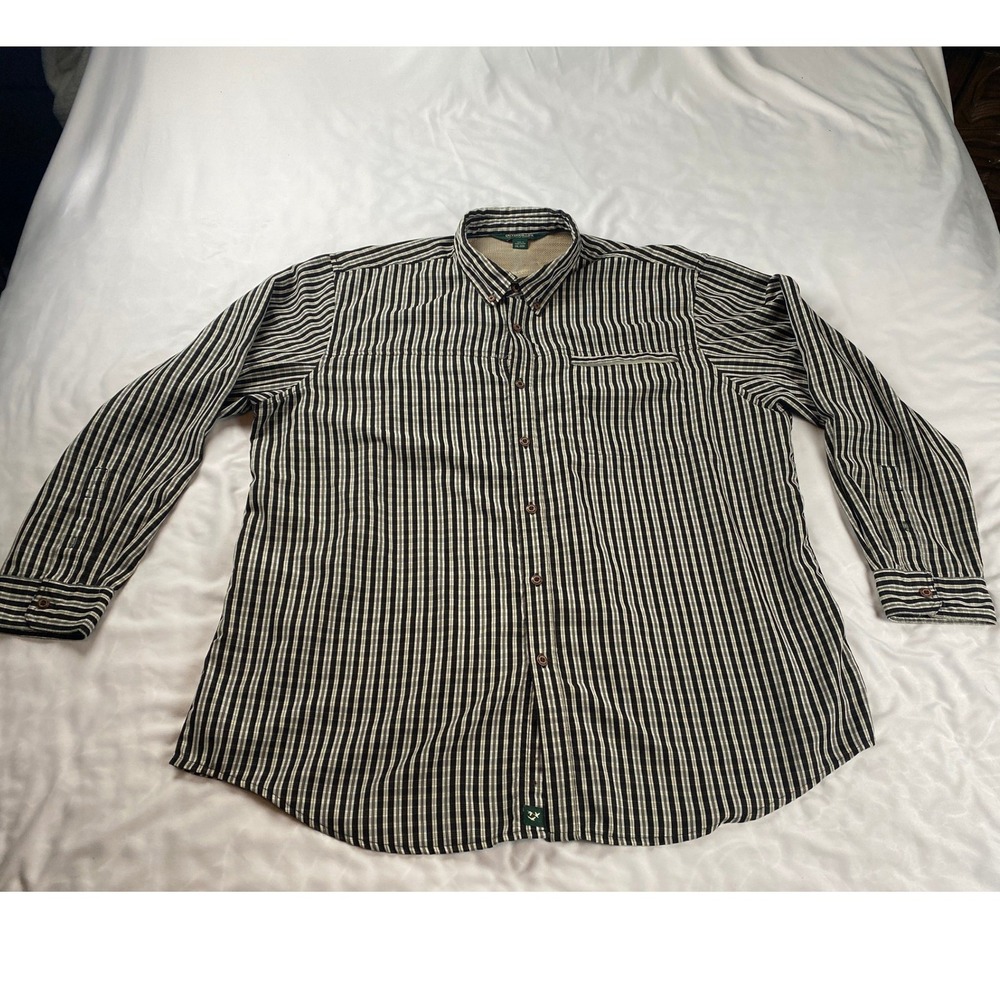Outdoor Life Mens XXL Black White Plaid Long Sleeve Button Down Mesh Back Shirt